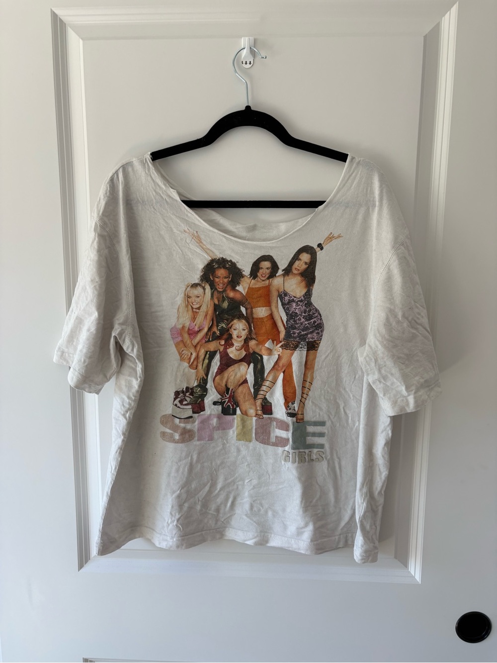 White Graphic Scoop-Neck Women’s Tee - Band Photo Print